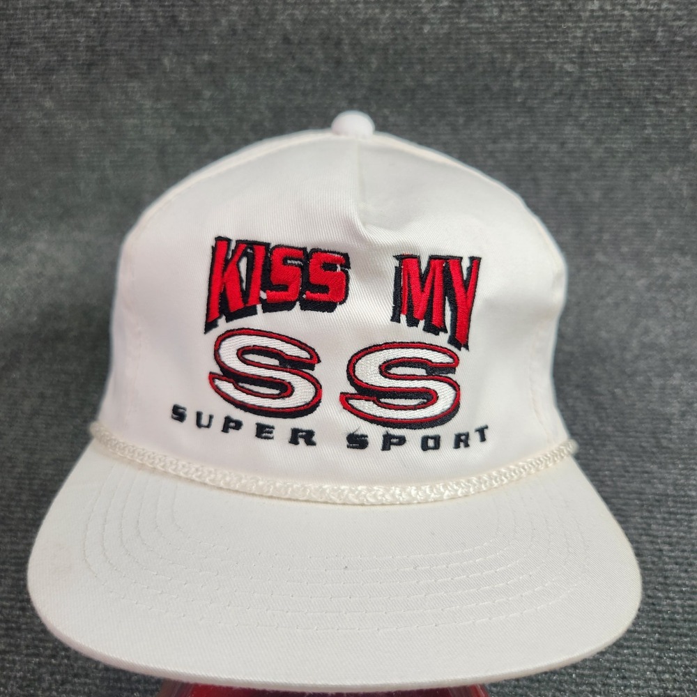 Vintage Chevrolet Snapback Hat Adult Kiss My SS SUPER SPORT Chevy White NOS 90s